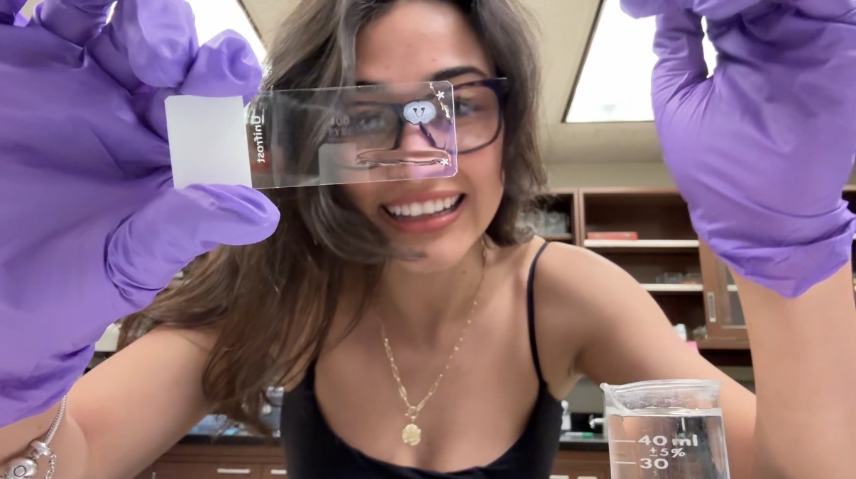 Lara at the microscope