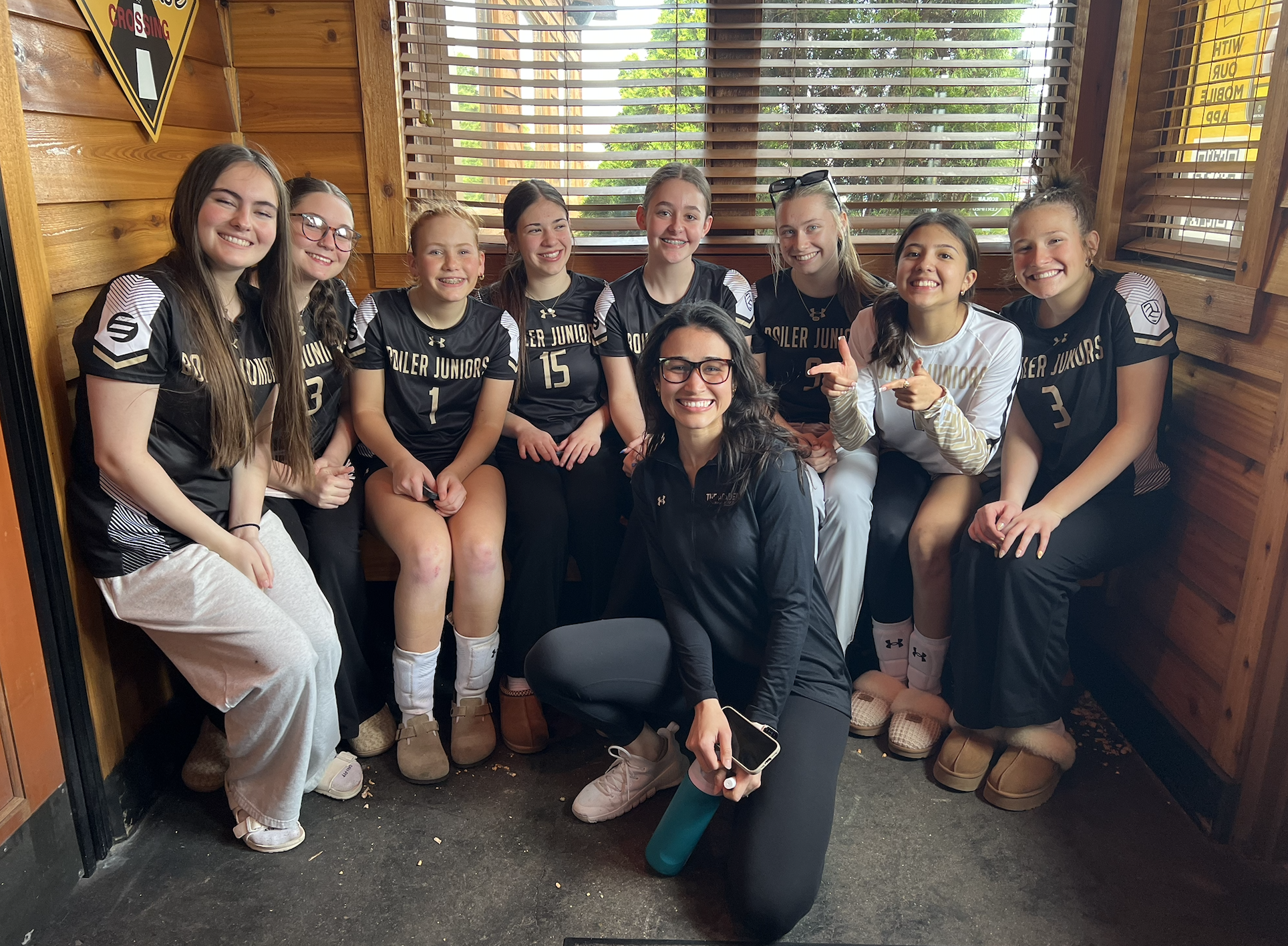Lara coaching the Boiler Juniors volleyball team